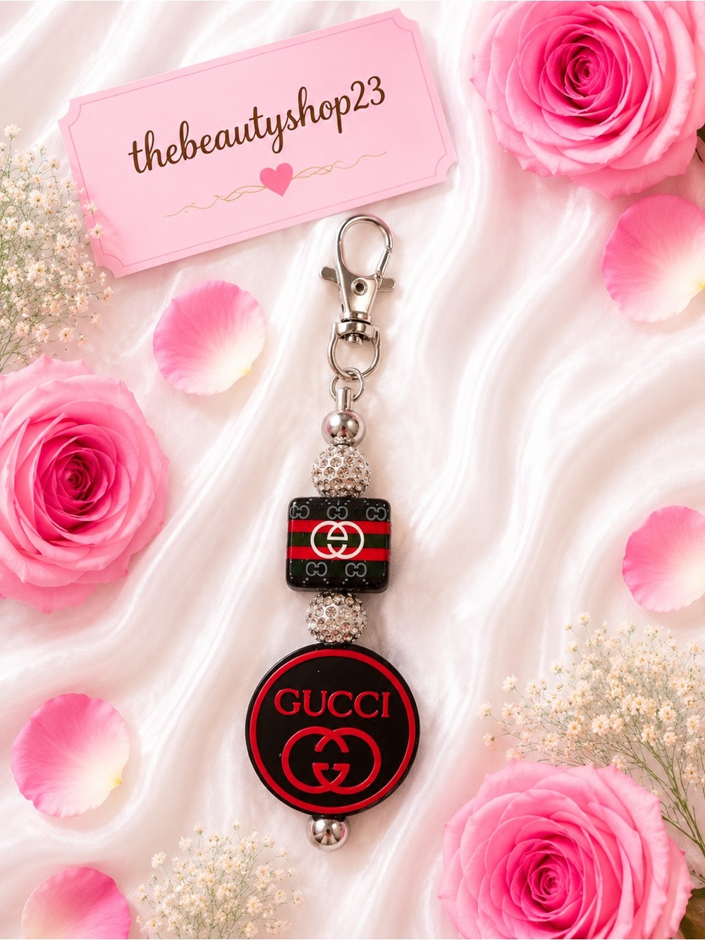 Handmade G G Red & Black Boujee Bag Charm